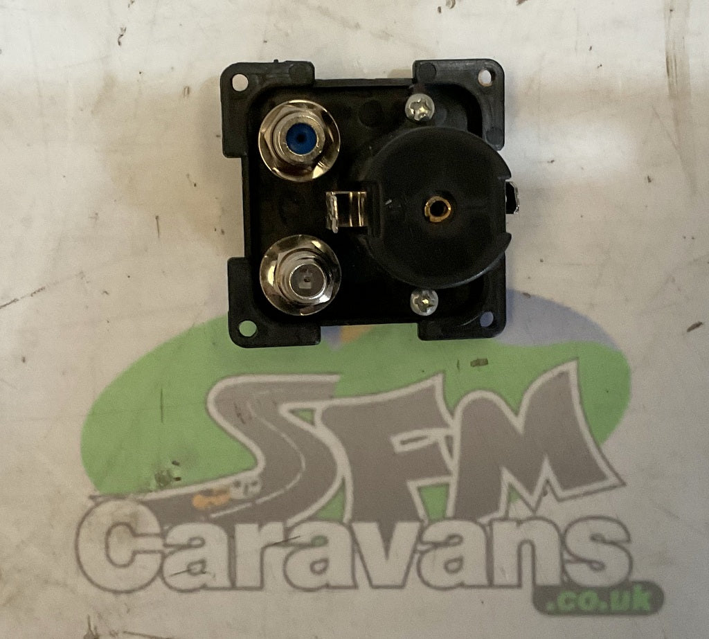 Caravan Motorhome C-Line 12V Socket & TV Aerial Facia Plate With Satellite Input - Black