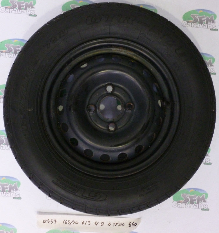 Steel wheel tyre 165 70 R13 4 Stud SFM Caravans